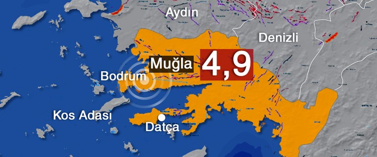 Bodrum'da 4.9 büyüklüğünde deprem