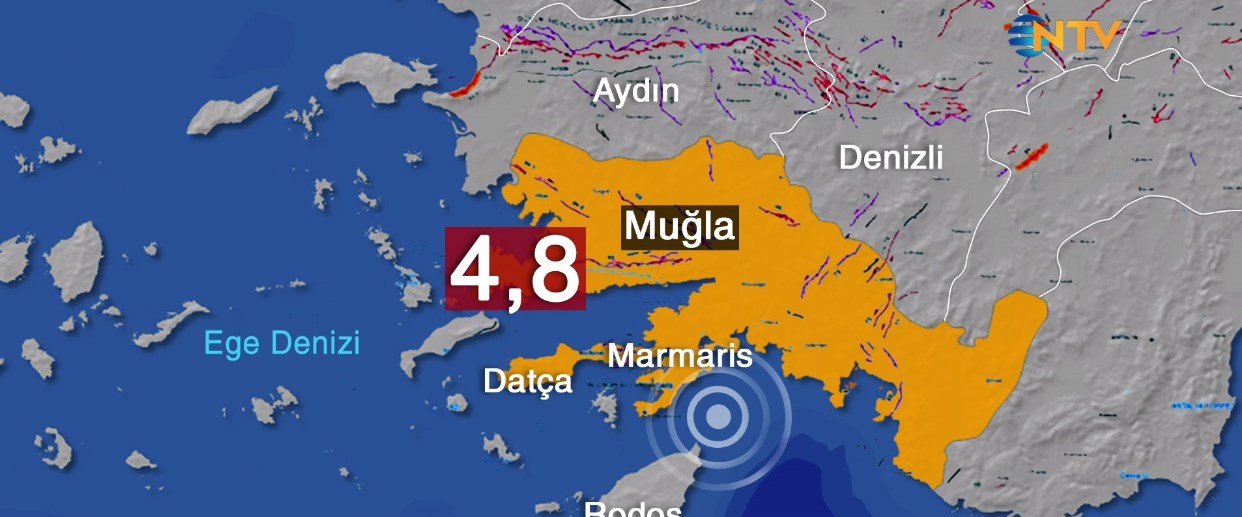 Marmaris'te 4,8 büyüklüğünde deprem