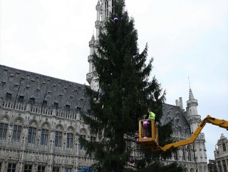 Brükselde 22 metrelik Noel ağacı
